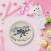 ヴィンテージBiplaneカスタマイズ ペーパープレート (パーティー)