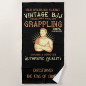 ヴィンテージBJJブラジル柔術あなたの名前を追加 ビーチタオル (正面)