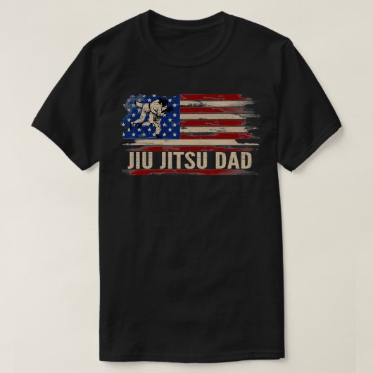 ヴィンテージBJJ柔術パパアメリカ合衆国フラッグスポーツ Tシャツ (デザイン正面)