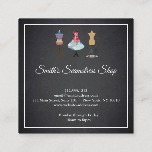 ヴィンテージBlackboardシームレススクエアビジネスカード スクエア名刺 (裏面)