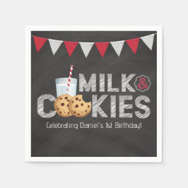 ヴィンテージBlackboardミルク&クッキー誕生日ナプキン スタンダードカクテルナプキン