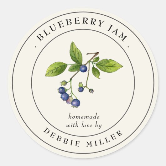 ヴィンテージBlueberry jam canning jarラベル ラウンドシール (正面)