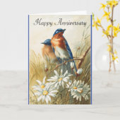 ヴィンテージBluebirds Anniversary Greeting Card カード (黄色い花)