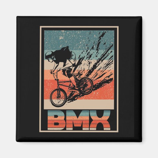ヴィンテージBMXサイクリングボーイズ自転車モータークロス マグネット (正面)