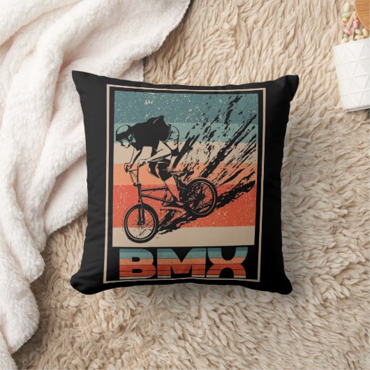 ヴィンテージBMXサイクリングボーイ自転車モータークロス クッション (ブランケット)