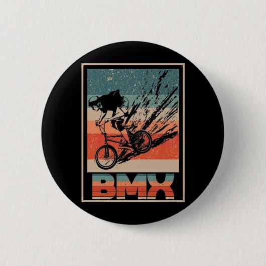 ヴィンテージBMXサイクリングボーイ自転車モータークロス 缶バッジ (正面)