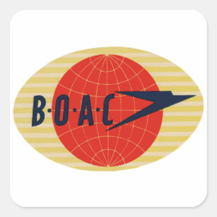 ヴィンテージBOAC航空会社ロゴ スクエアシール