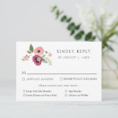 ヴィンテージBohoピンクフローラ結婚の応答カード 招待状 (スタンド正面)