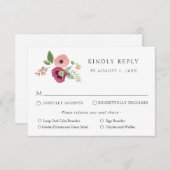 ヴィンテージBohoピンクフローラ結婚の応答カード 招待状 (正面/裏面)