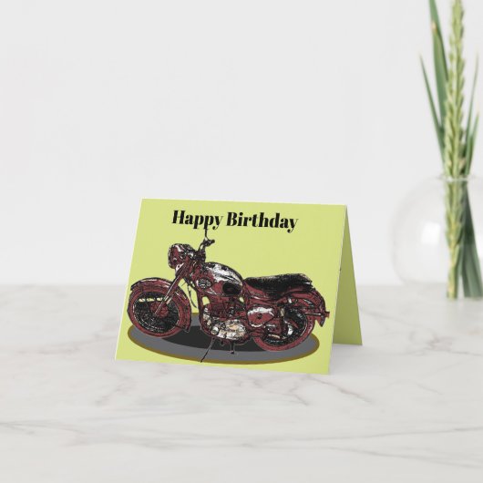 ヴィンテージBSAバイクの誕生日カード カード (正面)