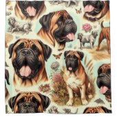 ヴィンテージBulmastiffシームレス シャワーカーテン (正面)