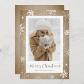 ヴィンテージBurlapフォトクリスマスカード シーズンカード (正面/裏面)