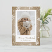 ヴィンテージBurlapフォトクリスマスカード シーズンカード (スタンド正面)