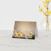 ヴィンテージBurlapホワイトデイジーフローラノートカード カード (黄色い花)