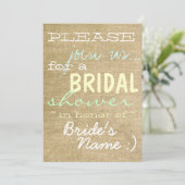 ヴィンテージBurlap Country Bridal Shawer Invitation:) 招待状 (スタンド正面)