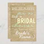 ヴィンテージBurlap Country Bridal Shawer Invitation:) 招待状 (正面/裏面)