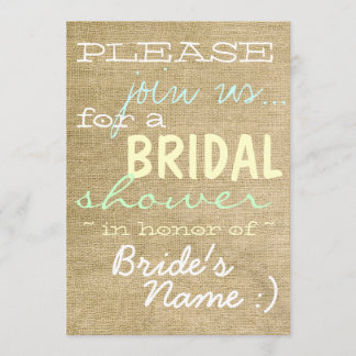 ヴィンテージBurlap Country Bridal Shawer Invitation:) 招待状