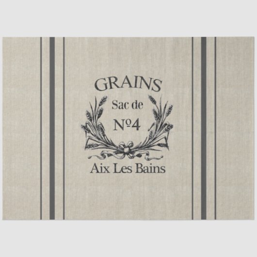 ヴィンテージBurlap Grain Sackティッシュペーパー20' x 30" 薄葉紙 (正面)