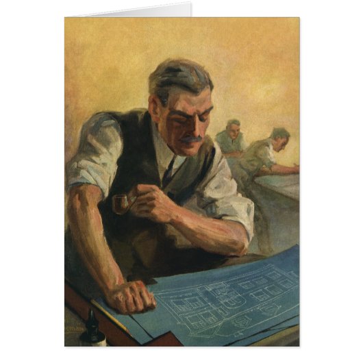 ヴィンテージBusiness Architectと建物の設計図 (正面)