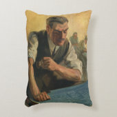 ヴィンテージBusiness Architectと建物の設計図 アクセントクッション (正面(垂直))