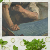 ヴィンテージBusiness Architectと建物の設計図 キッチンタオル (折り畳み)