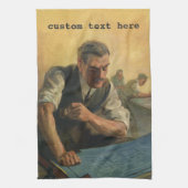 ヴィンテージBusiness Architectと建物の設計図 キッチンタオル (縦)