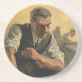 ヴィンテージBusiness Architectと建物の設計図 コースター (正面)