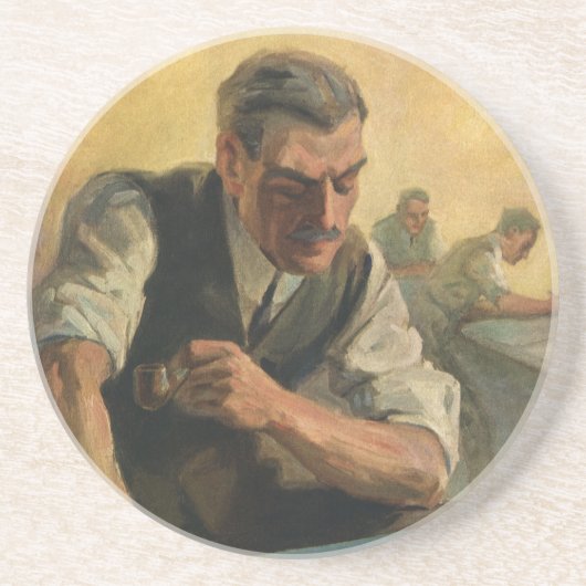 ヴィンテージBusiness Architectと建物の設計図 コースター (正面)