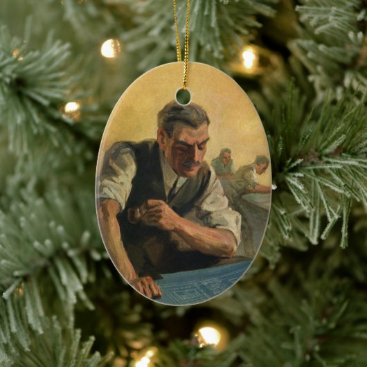 ヴィンテージBusiness Architectと建物の設計図 セラミックオーナメント (ツリー)