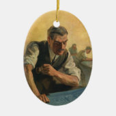 ヴィンテージBusiness Architectと建物の設計図 セラミックオーナメント (正面)