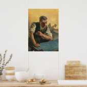 ヴィンテージBusiness Architectと建物の設計図 ポスター (キッチン)