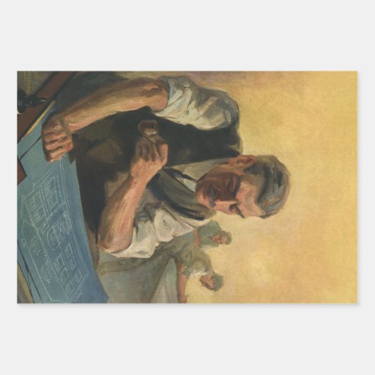 ヴィンテージBusiness Architectと建物の設計図 ラッピングペーパーシート (正面3)