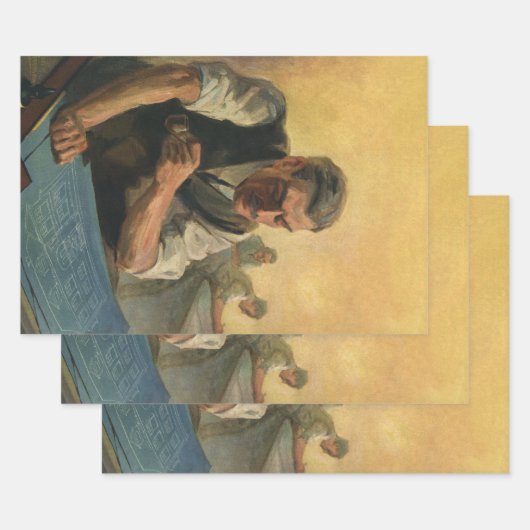 ヴィンテージBusiness Architectと建物の設計図 ラッピングペーパーシート (セット)