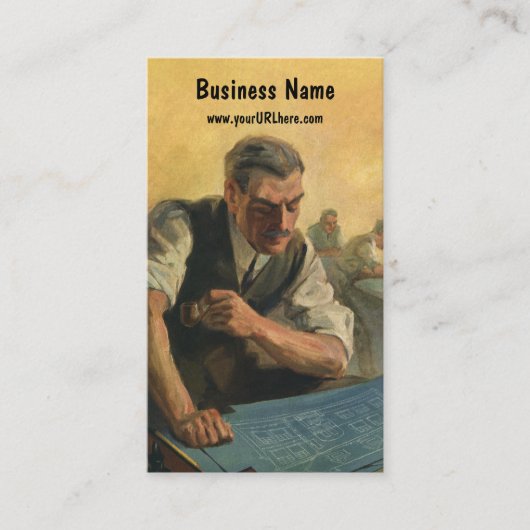 ヴィンテージBusiness Architectと建物の設計図 名刺 (正面)