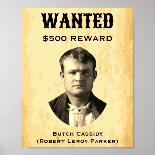ヴィンテージButch Cassidy Wanted Poster USA Western ポスター (正面)