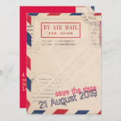 ヴィンテージBy Air Mail Flat日付カードを保存 セーブザデート (正面/裏面)
