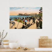 ヴィンテージc 1910ビーチシーン長ビーチCA ポスター (キッチン)