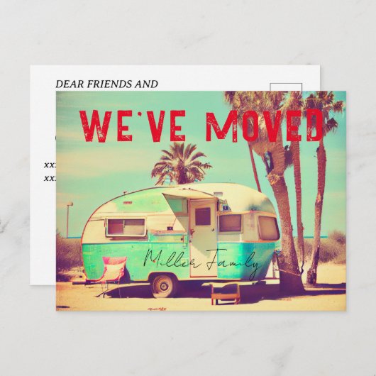 ヴィンテージCaravan新しい住所の引越し告知 ポストカード (正面/裏面)