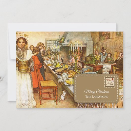 ヴィンテージCarl Larsson Personalizable Christmas Eve シーズンカード (正面)