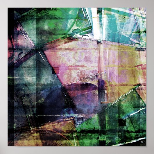 ヴィンテージCDケースコラージュ ポスター (正面)