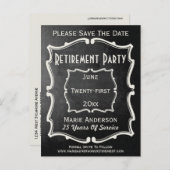 ヴィンテージChalkboardスタイル退職日を保存 案内ポストカード (正面/裏面)