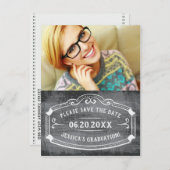 ヴィンテージChalkboard卒業写真を保存 案内ポストカード (正面/裏面)