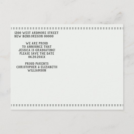 ヴィンテージChalkboard卒業写真を保存 案内ポストカード (裏面)