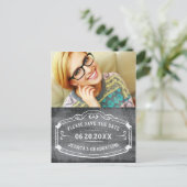 ヴィンテージChalkboard卒業写真を保存 案内ポストカード (スタンド正面)