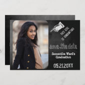 ヴィンテージChalkboard卒業写真Save The Date セーブザデート (正面/裏面)