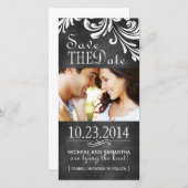 ヴィンテージChalkboard日付の写真カードを保存 セーブザデート (正面/裏面)