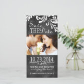 ヴィンテージChalkboard日付の写真カードを保存 セーブザデート (スタンド正面)