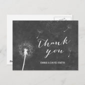 ヴィンテージChalkboard Dandelion 吹's Thank You ポストカード (正面/裏面)