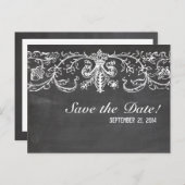 ヴィンテージChalkboard Lace保存日 案内ポストカード (正面/裏面)