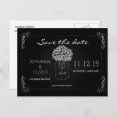 ヴィンテージChalkboard MasonJar花の日付を保存 案内ポストカード (正面/裏面)